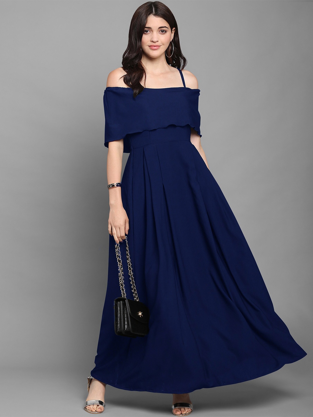 

SHEETAL Associates Navy Blue Crepe Maxi Dress
