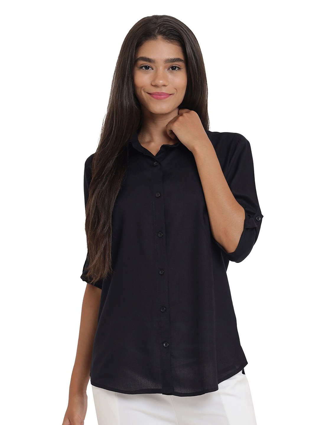 

Anaghakart Women Black Original Formal Shirt