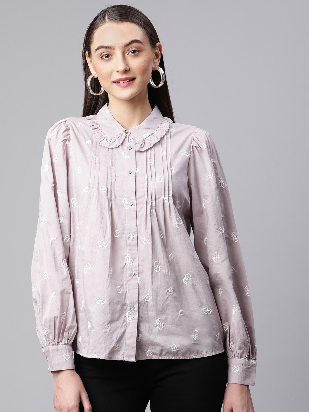 

Marks & Spencer Women Mauve Printed Casual Shirt