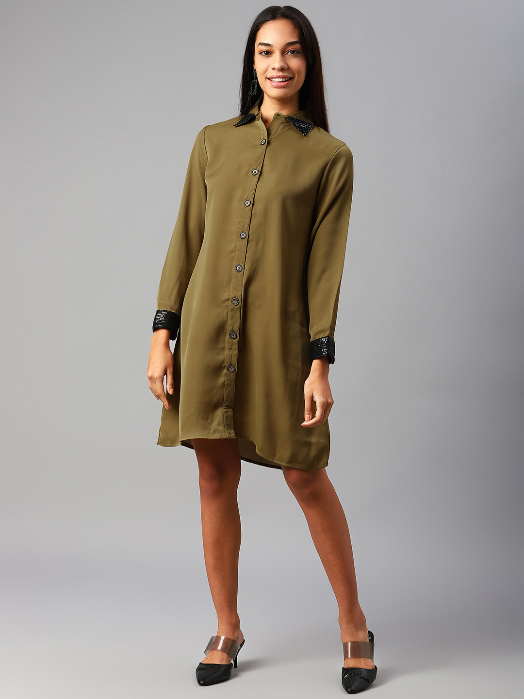 

Cottinfab Khaki Shirt Dress