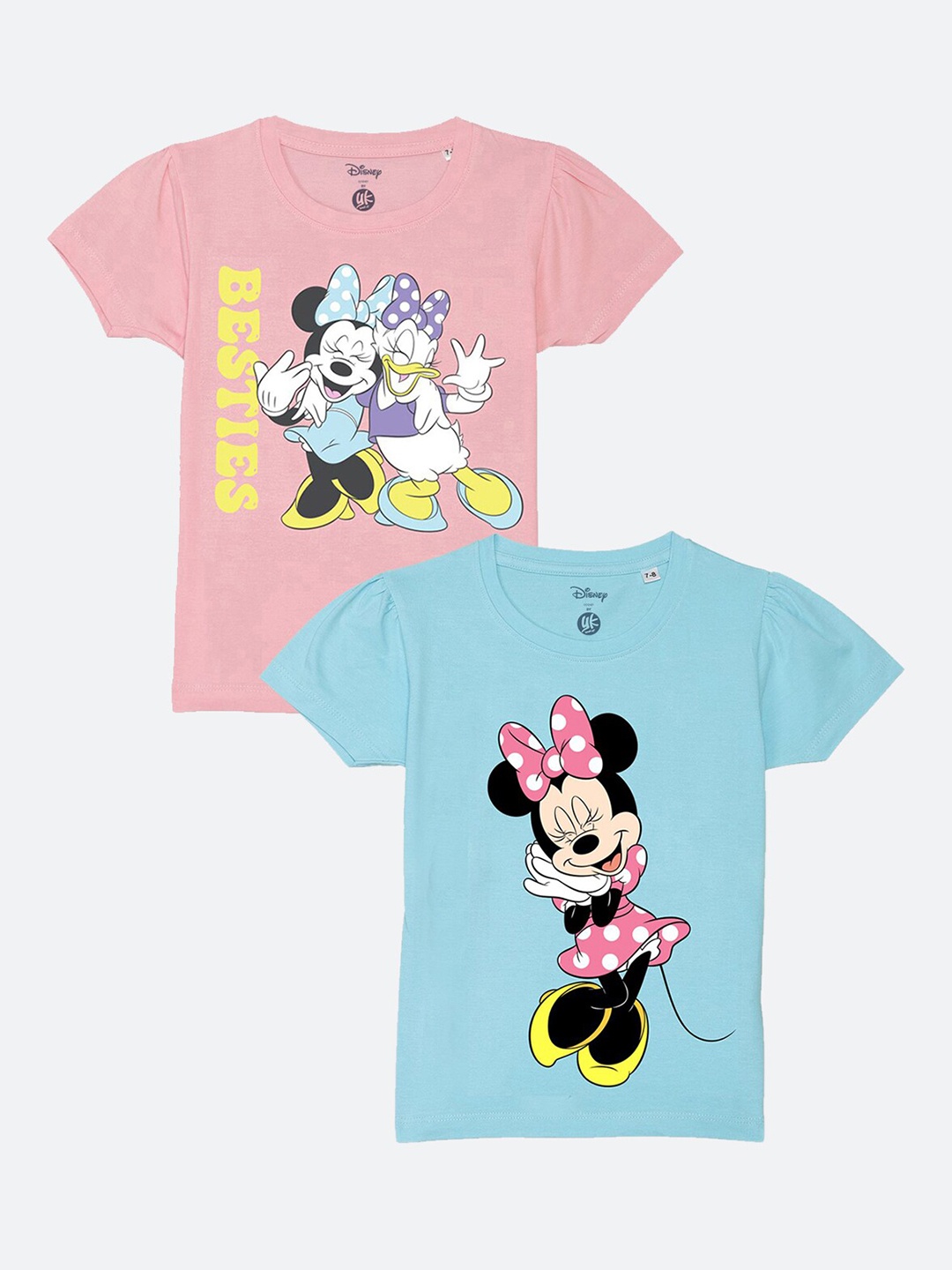 

YK Disney Pack of 2 Minnie & Daisy Printed Cotton T-shirts, White