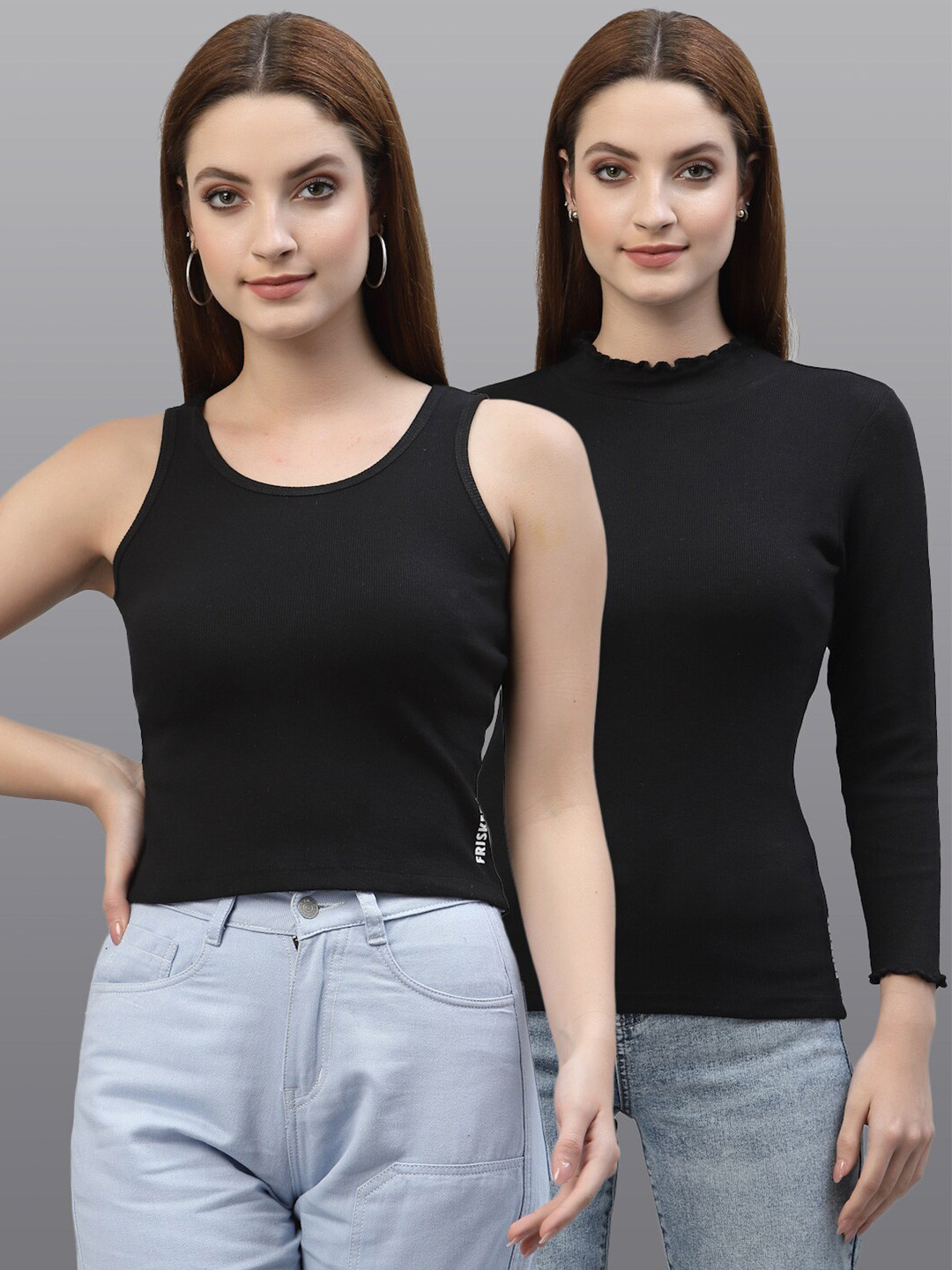 

Friskers Black Pack of 2 Organic Cotton Tank Top