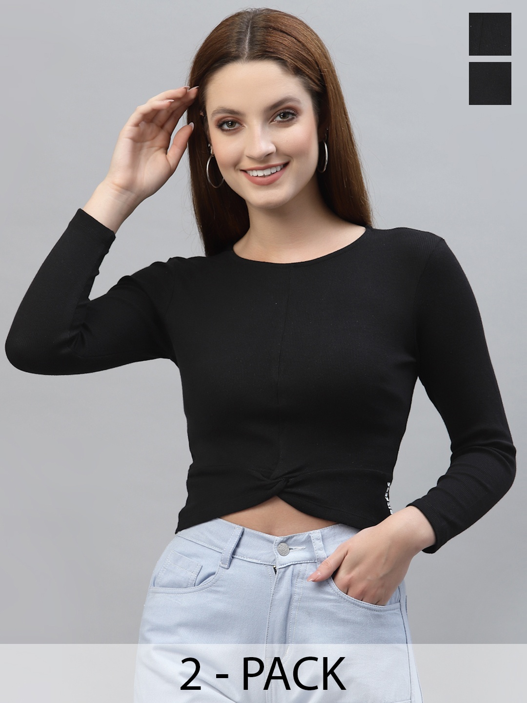 

Friskers Black Pack of 2 Organic Cotton Crop Top