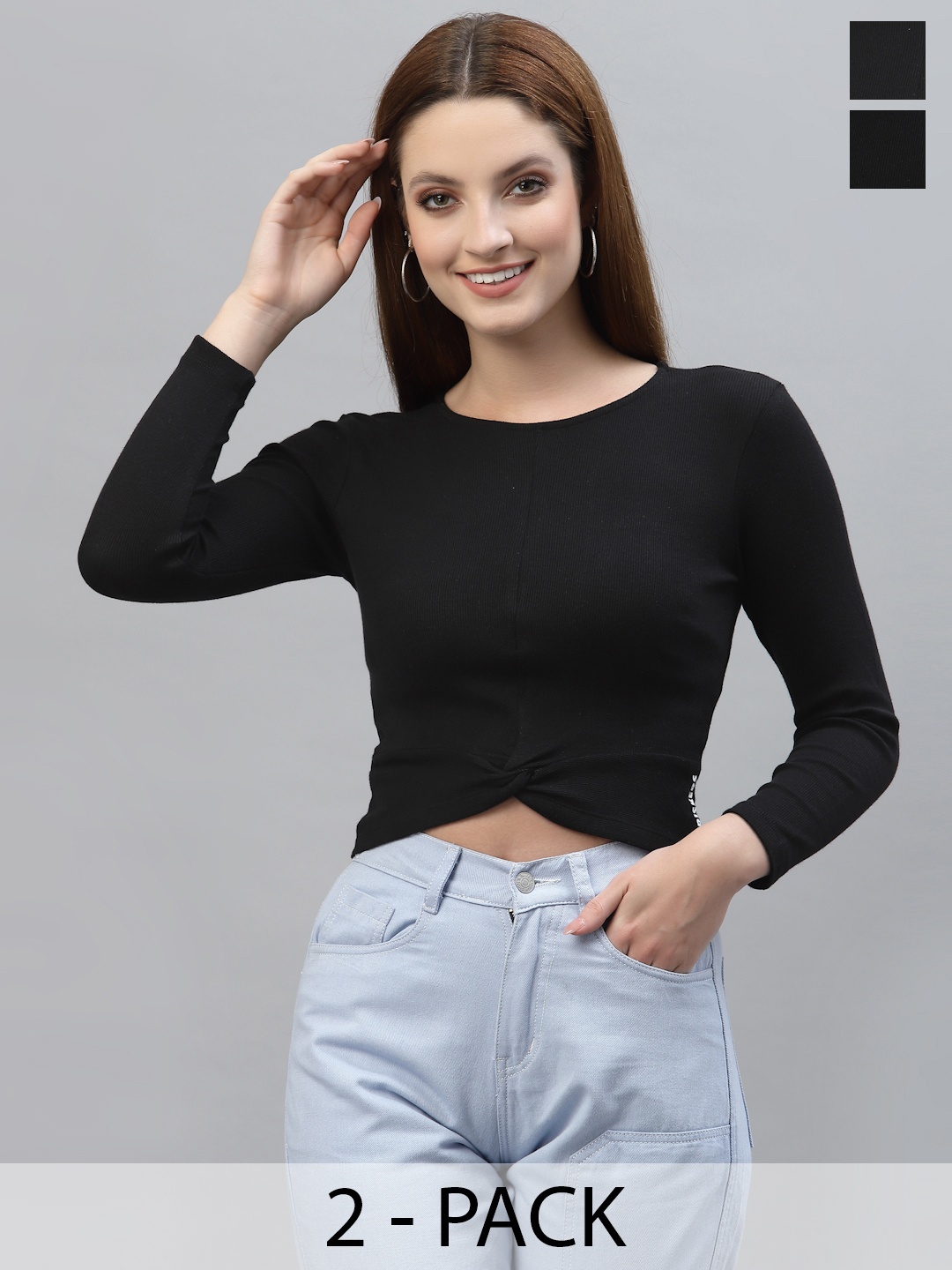 

Friskers Black Pack of 2 Organic Cotton Crop Top
