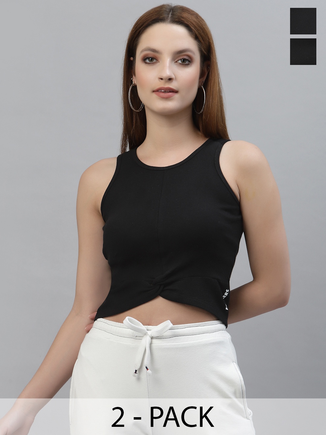 

Friskers Black Pack of 2 Organic Cotton Crop Top