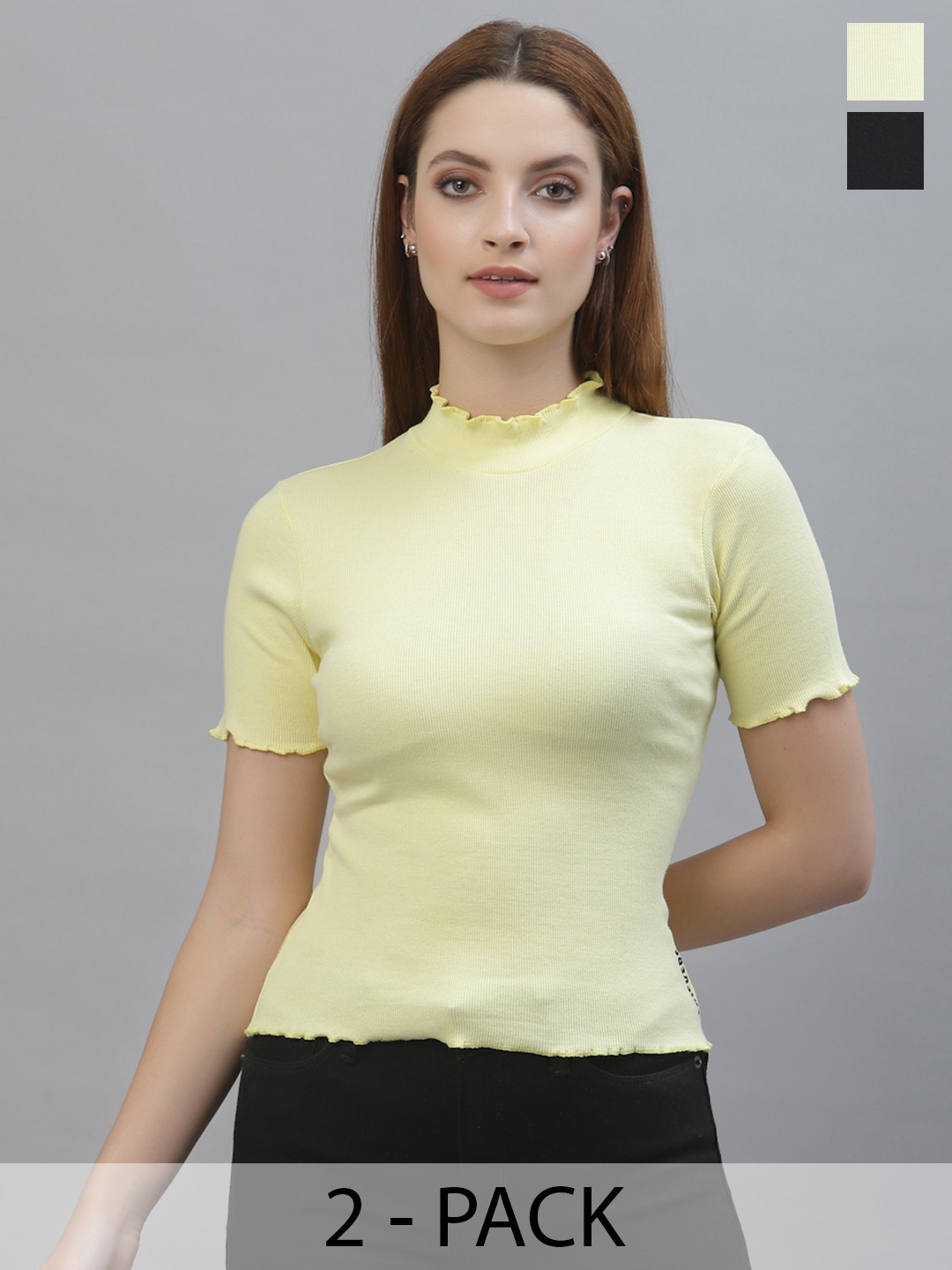 

Friskers Black & Yellow Set of 2 Organic Cotton Top