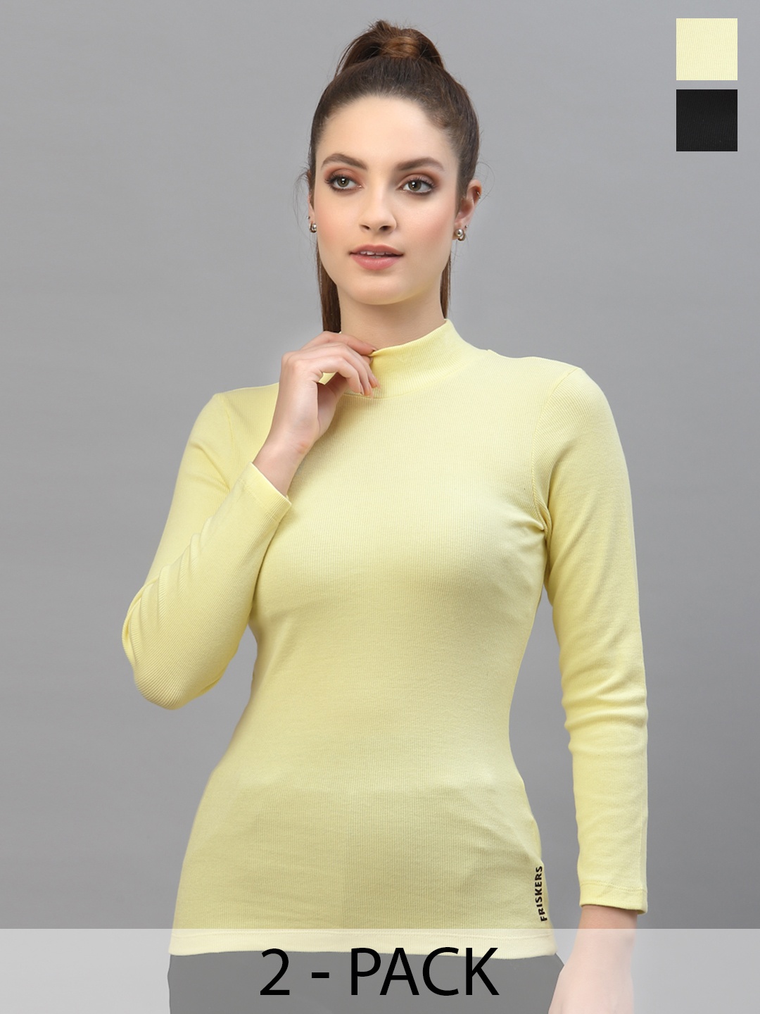 

Friskers Black & Yellow Organic Cotton Pack Of 2 Top