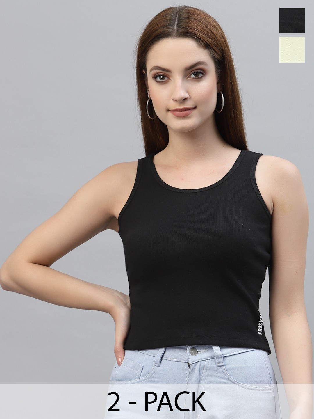 

Friskers Pack of 2 Black & Yellow Organic Cotton Top