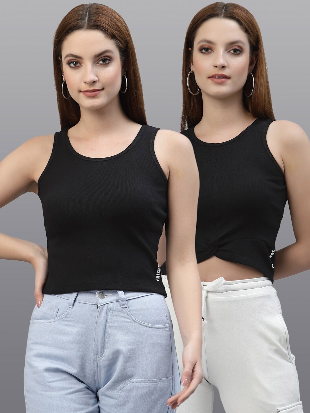 

Friskers Black Organic Cotton Tank Crop Top