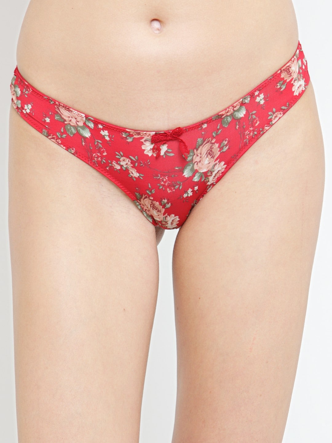 

PrettyCat Women Red Floral Printed Bikini Briefs