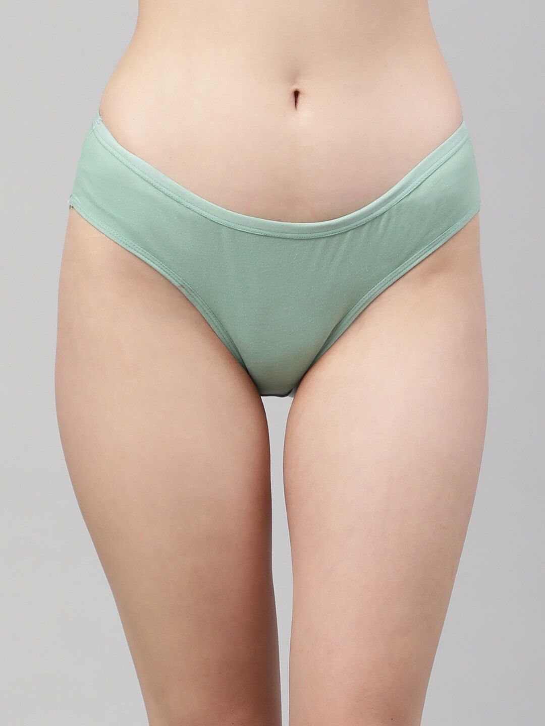 

PrettyCat Women Green Solid Mid-Rise Bikini Briefs