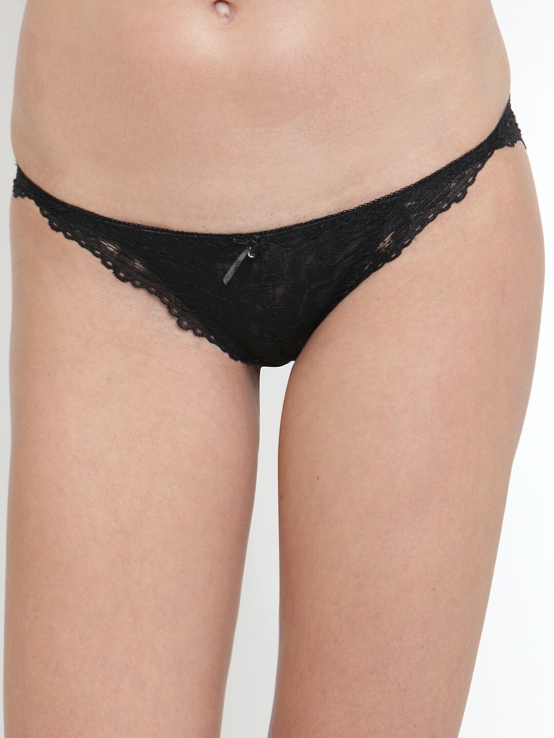 

PrettyCat Women Black Patterned Lace Bikini Briefs