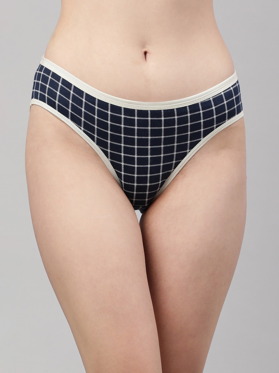 

PrettyCat Women Blue Checked Cotton Bikini Briefs