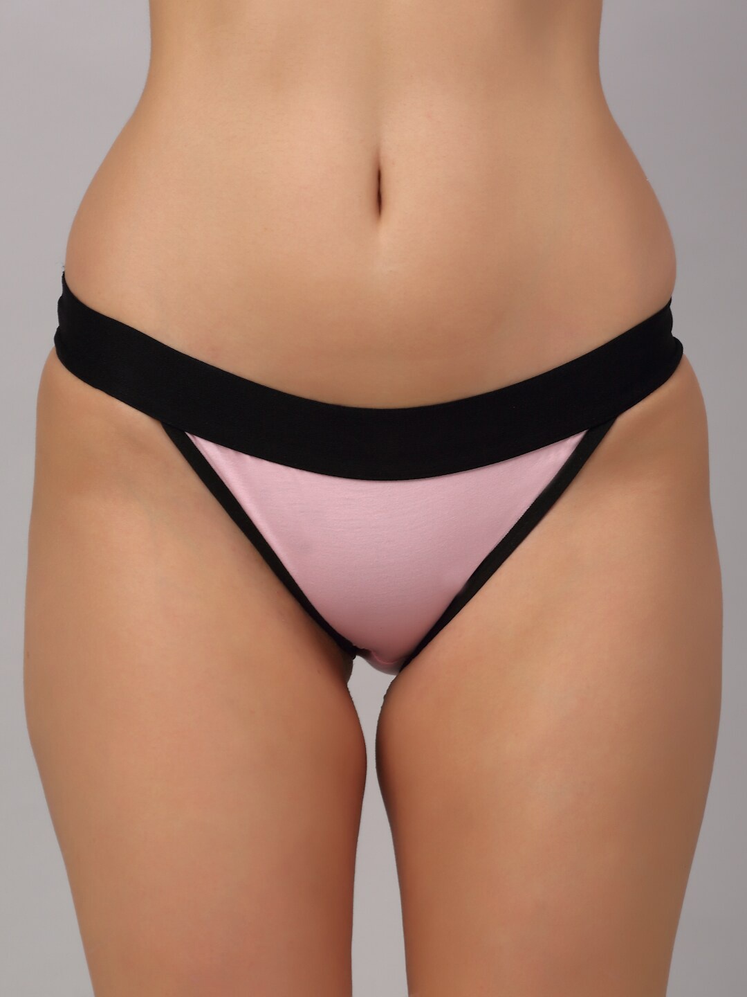 

PrettyCat Women Pink & Black Solid Bikini Briefs PC-PA-6039-PNK-S