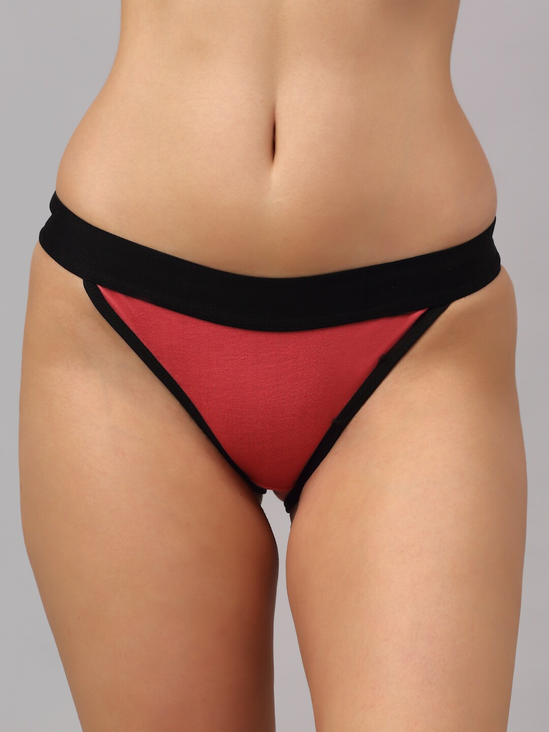 

PrettyCat Women Coral Pink & Black Solid Bikini Briefs PC-PA-6039-GJR-S