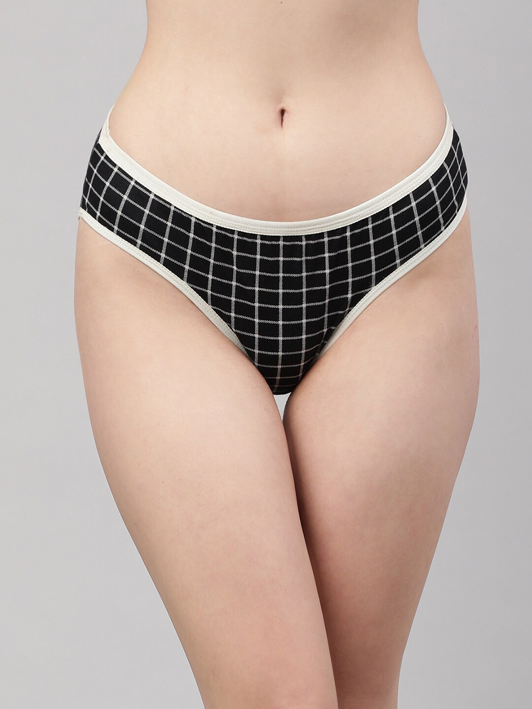 

PrettyCat Women Black Checked Bikini Briefs-PC-PA-6053-BLK-S