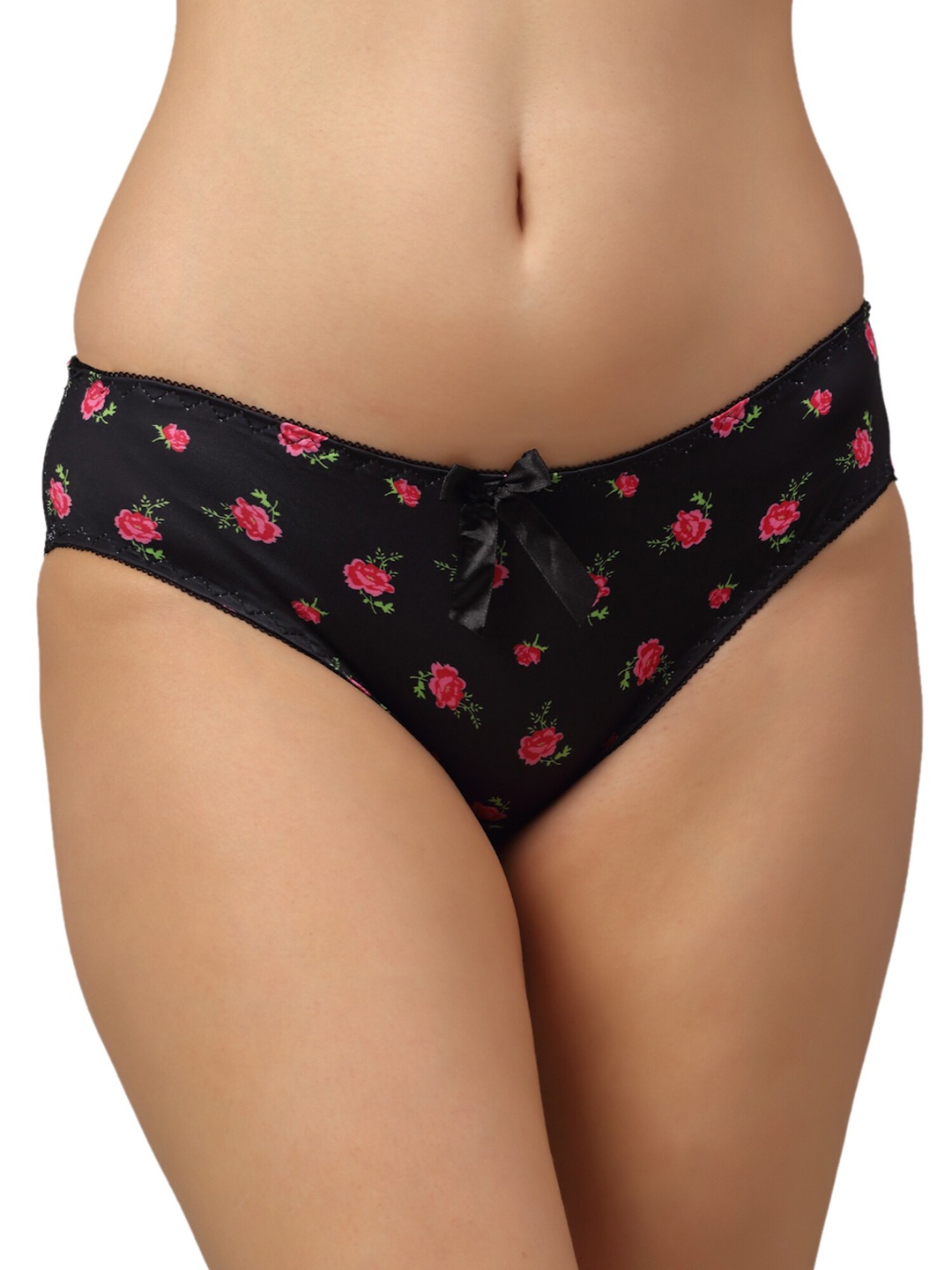 

PrettyCat Women Black Floral Printed Bikini Briefs