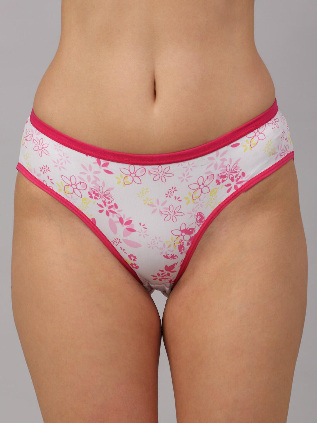 

PrettyCat Women Pink Floral Printed Bikini Briefs