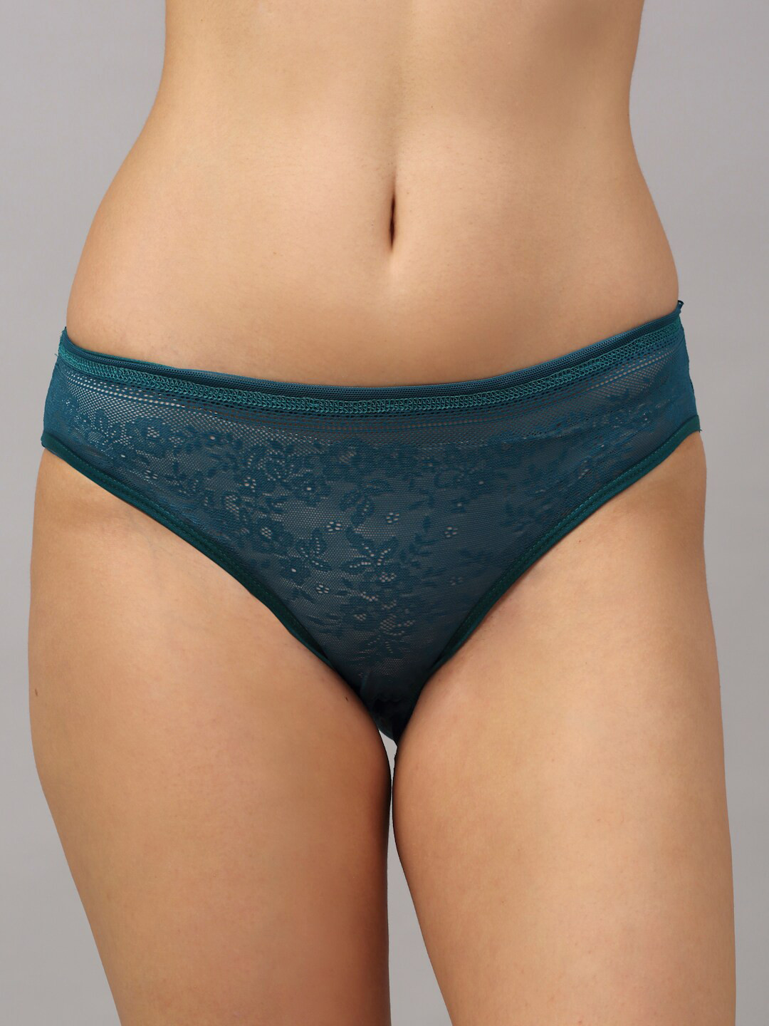 

PrettyCat Women Blue Self Design Seamless Bikini Lace Briefs
