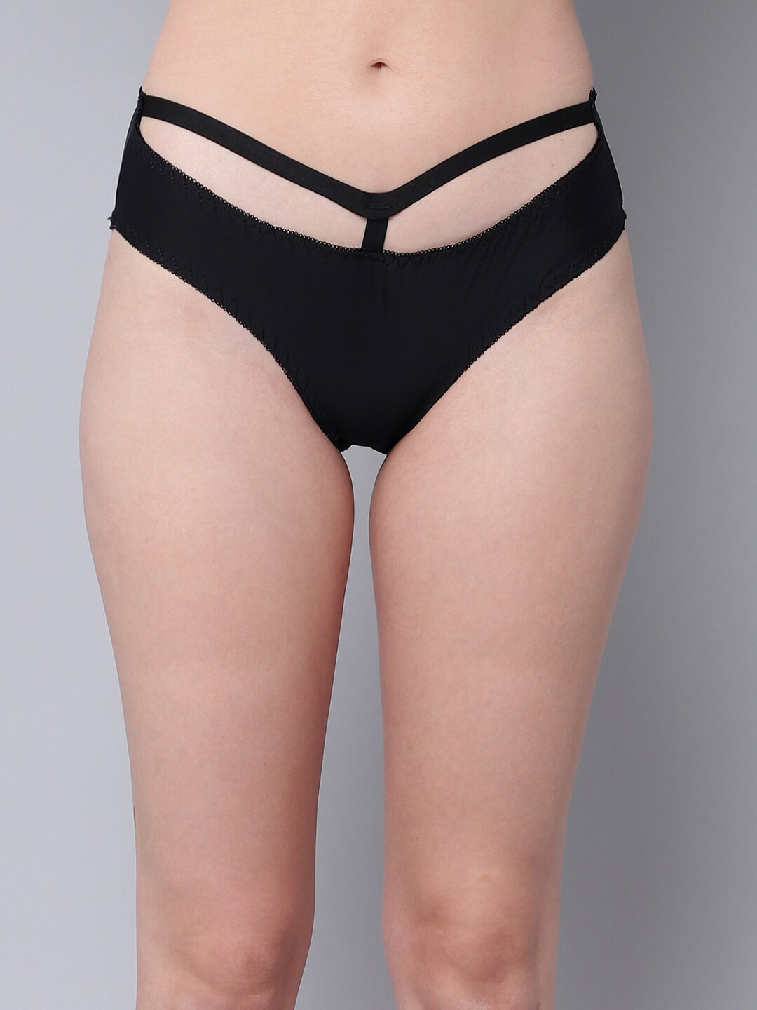 

PrettyCat Women Black Solid Designed Bikini Panty