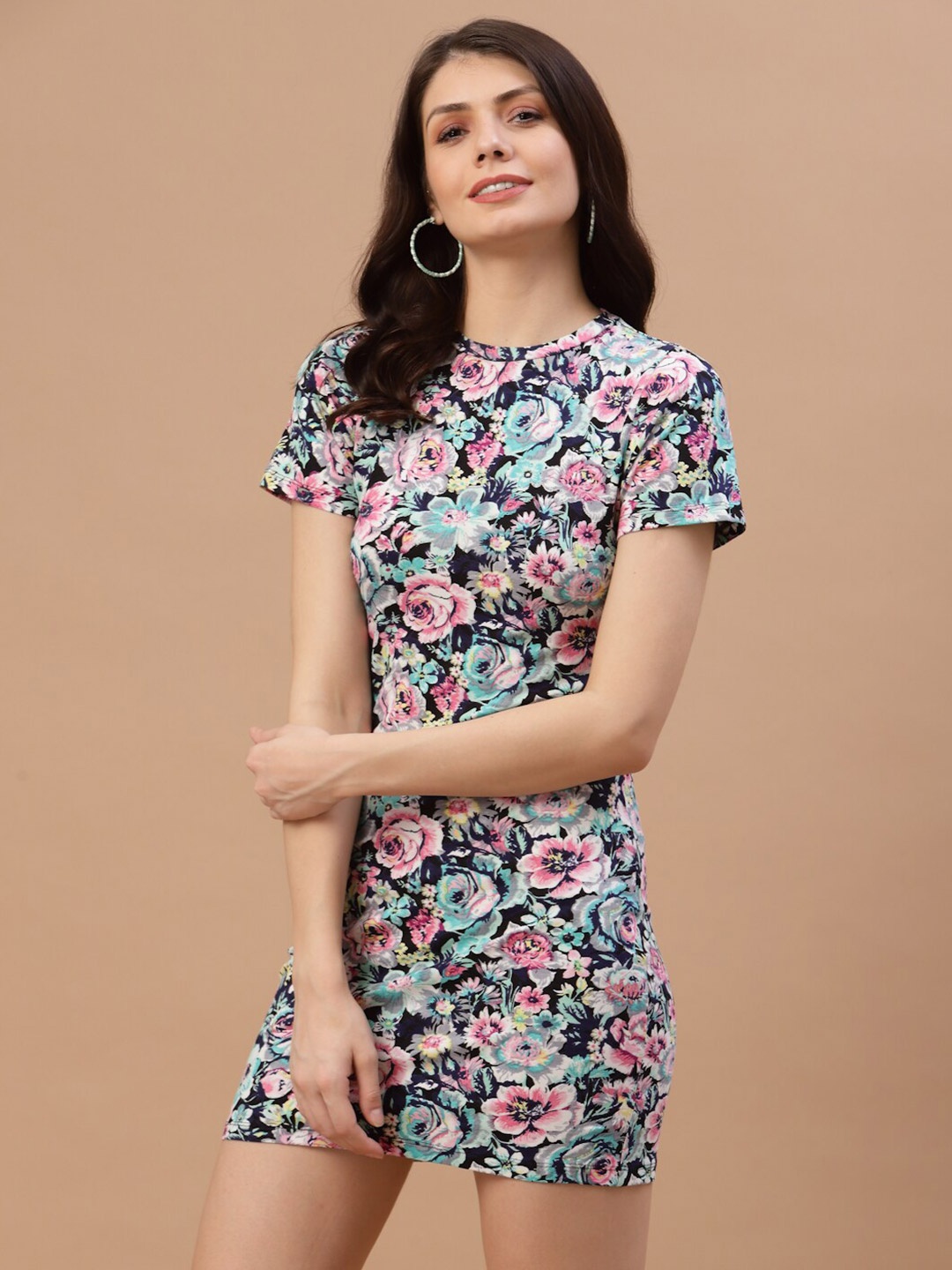 

Strong And Brave Black & Blue Floral Sheath Dress