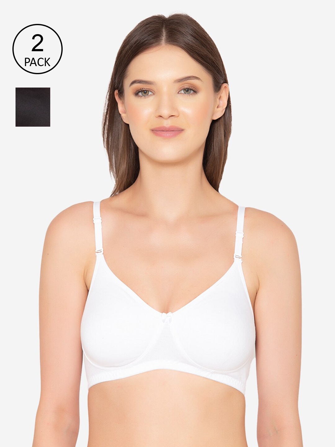 

GROVERSONS Paris Beauty Women Pack Of 2 Non-Wired White & Black Bra
