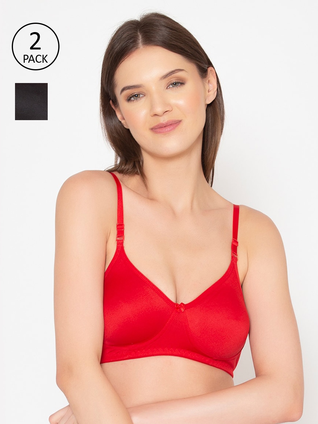 

GROVERSONS Paris Beauty Red & Black Seamless Wireless T-shirt Bra
