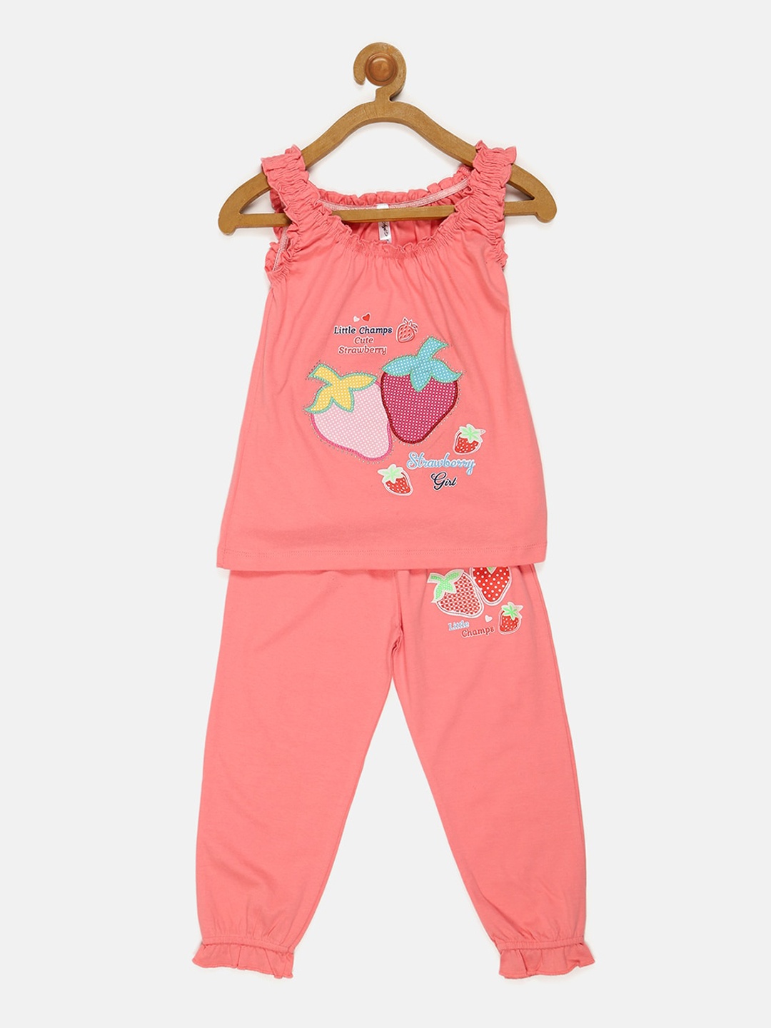 

V2 Value & Variety Girls Orange Printed Tunic with Pyjamas