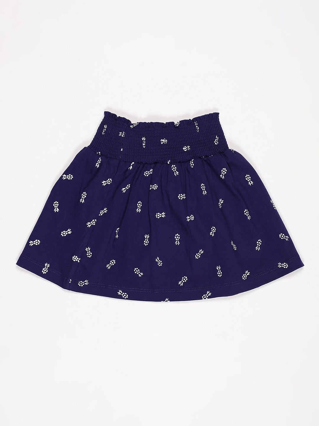 

V2 Value & Variety Girls Blue Printed Pure Cotton Flared Mini Skirts