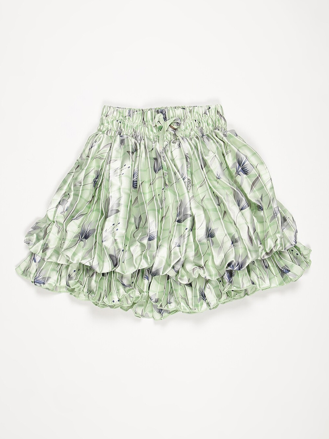 

V2 Value & Variety Girls Green Printed Pleated & Flared Mini Skirts