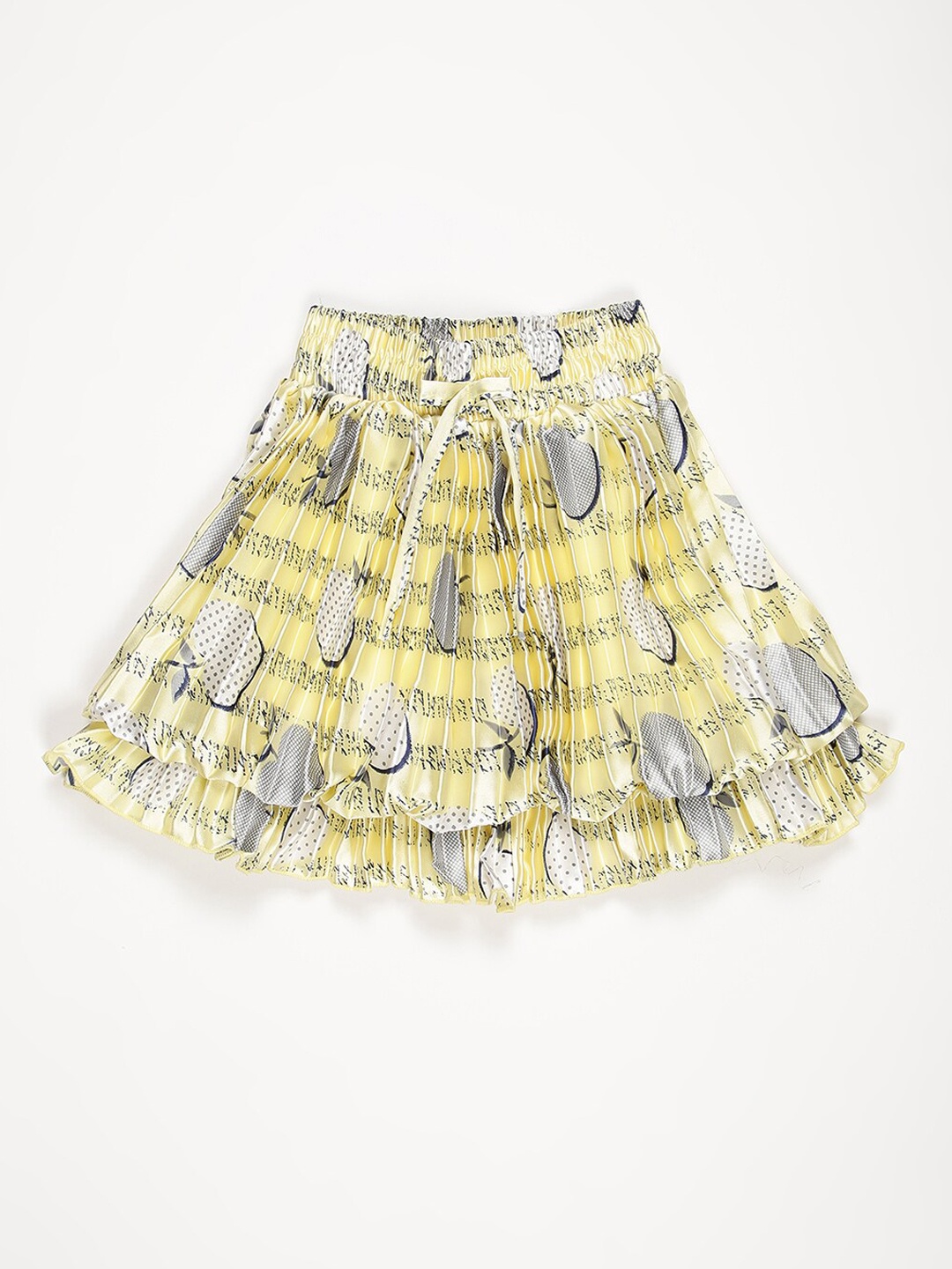 

V2 Value & Variety Girls Yellow Abstract Printed Mini Skirt