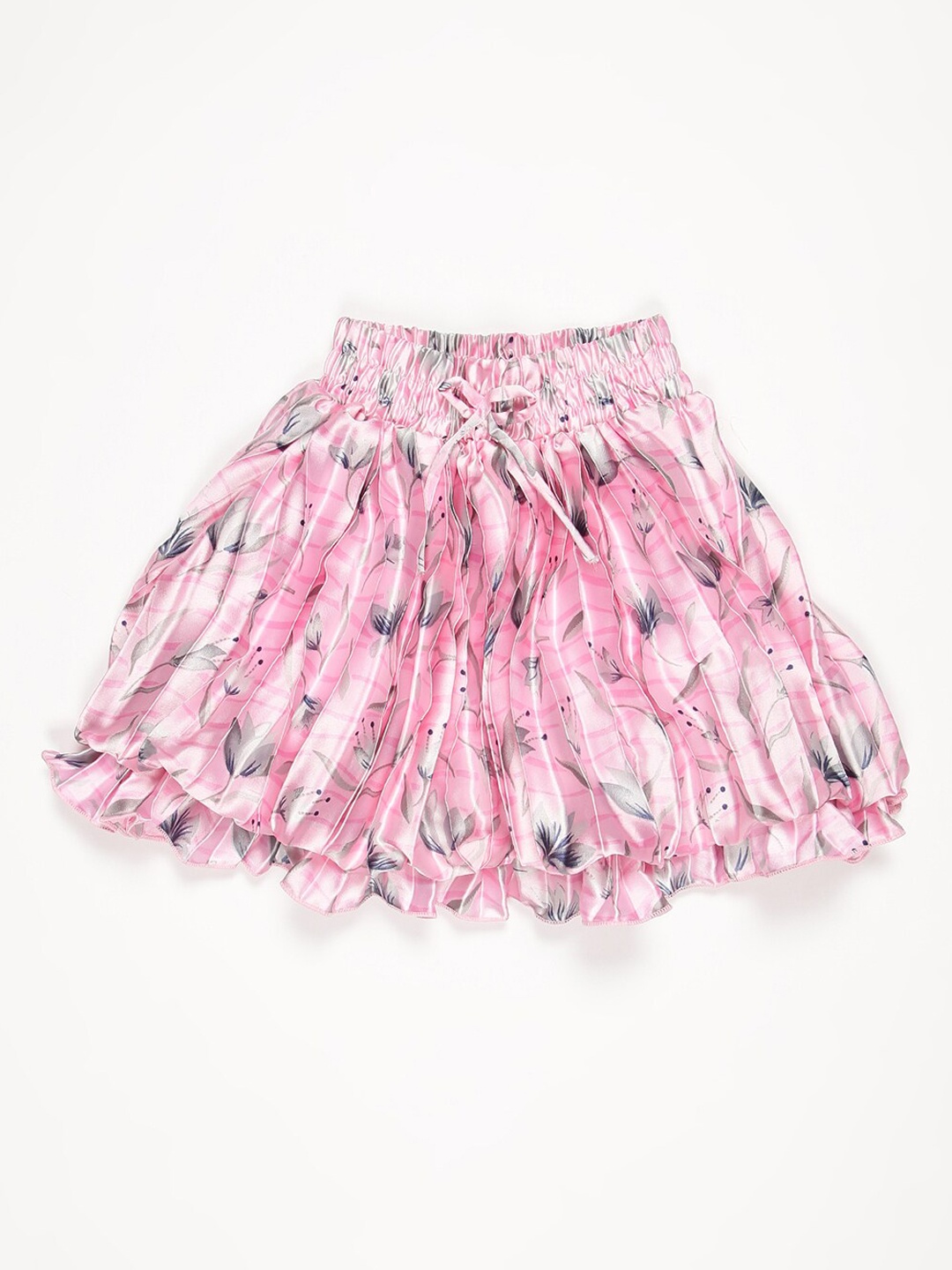 

V2 Value & Variety Girls Pink Printed & Pleated Flared Mini Skirts
