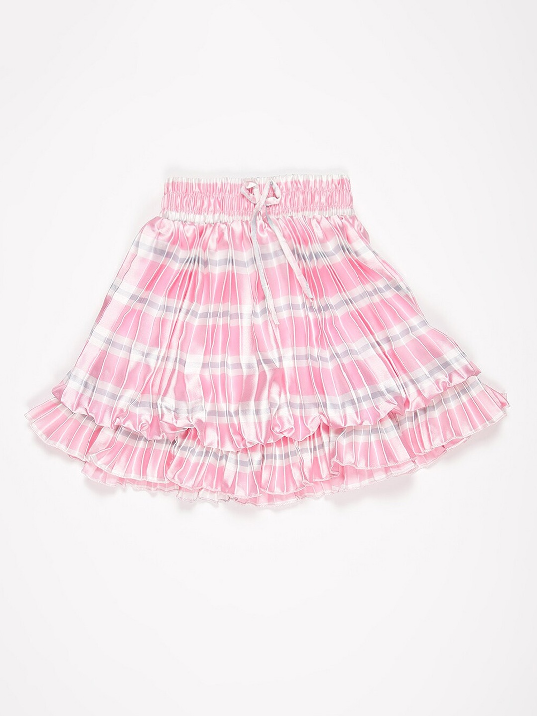 

V2 Value & Variety Girls Pink & White Printed Flared Knee-Length Skirt