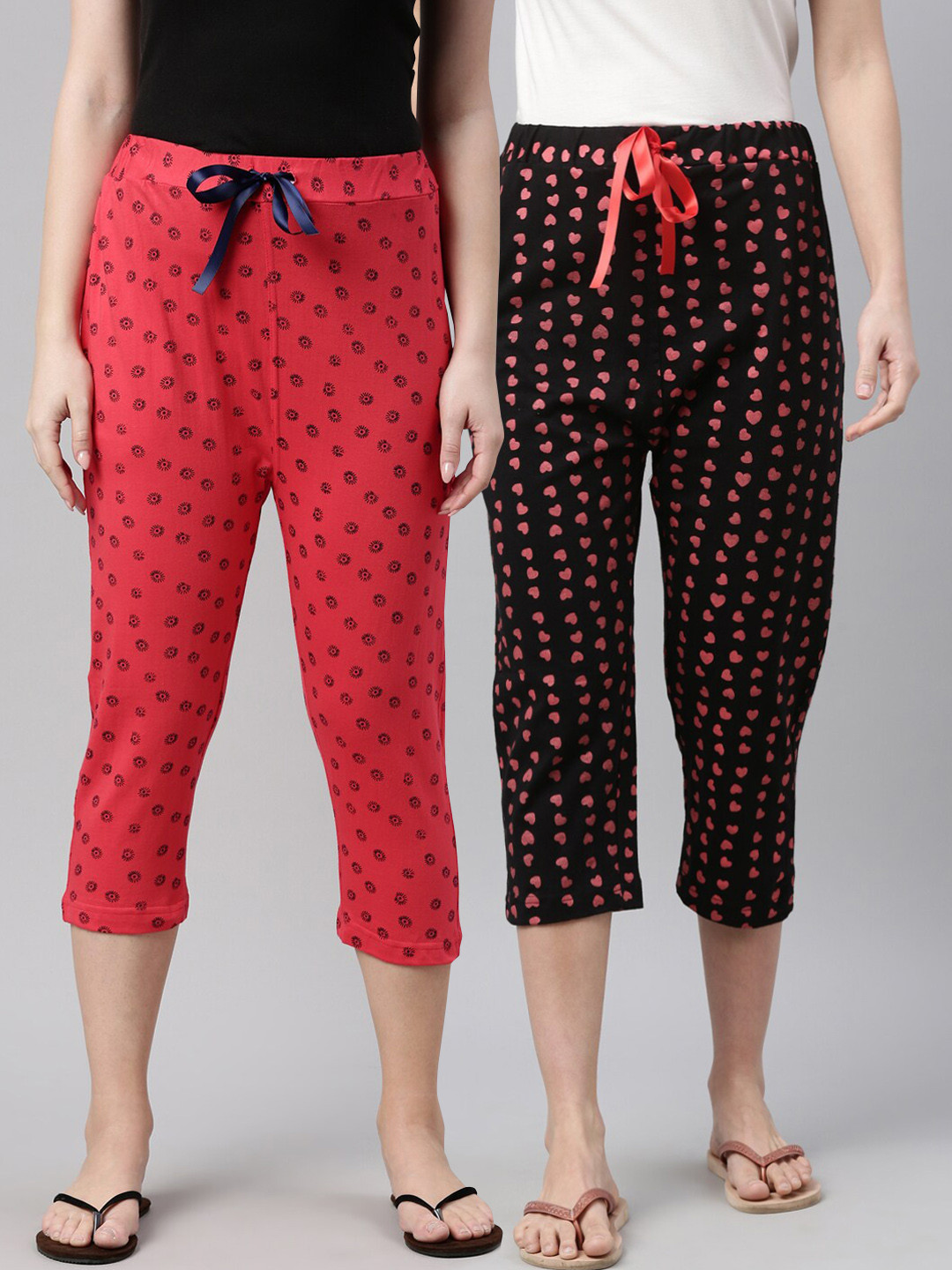 

Enviously Young Women Red & Black set of 2 Printed Capris