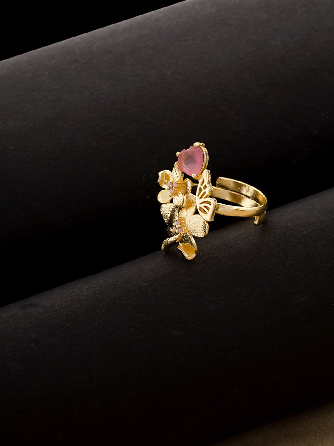

Voylla Gold-Plated Pink Love Paradise Gem Flower Ring