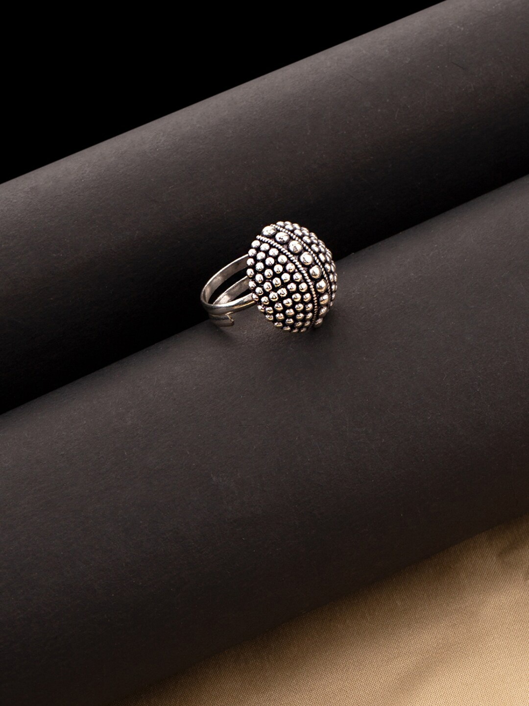 

Voylla Oxidized Silver-Plated & Rava Ball Statement Finger Ring