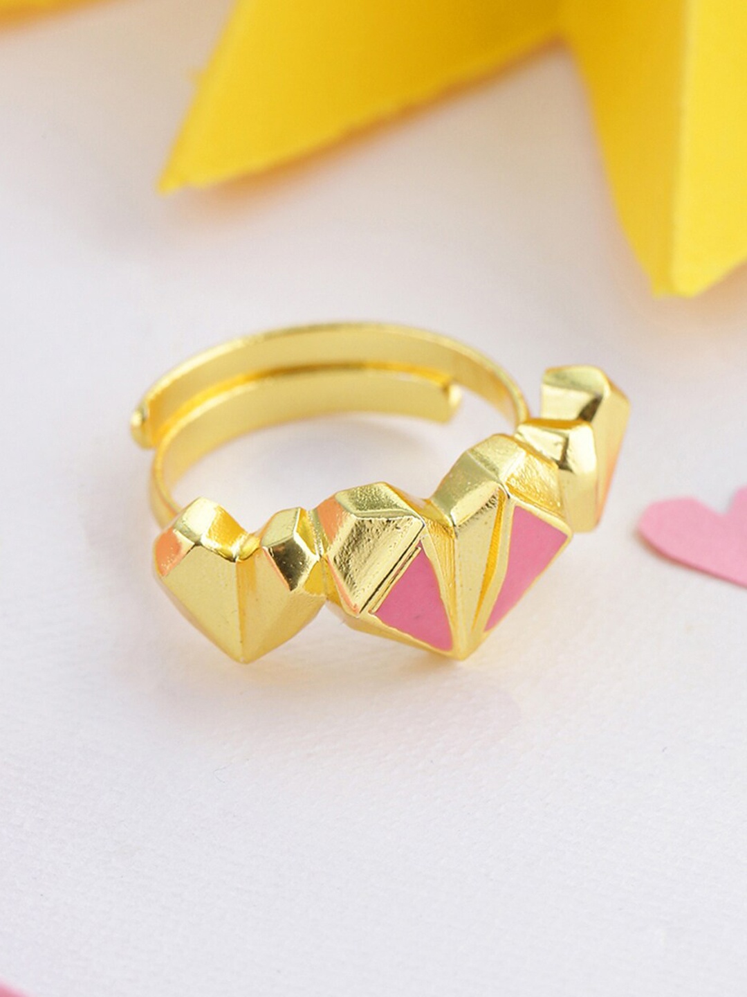 

Voylla Gold-Plated Mi Amore Hearts Loop Statement Finger Ring