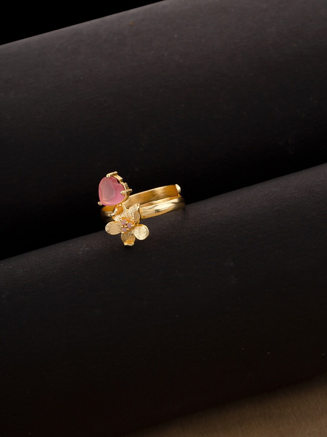 

Voylla Women Gold-Plated Pink Love Paradise Flower Finger Ring