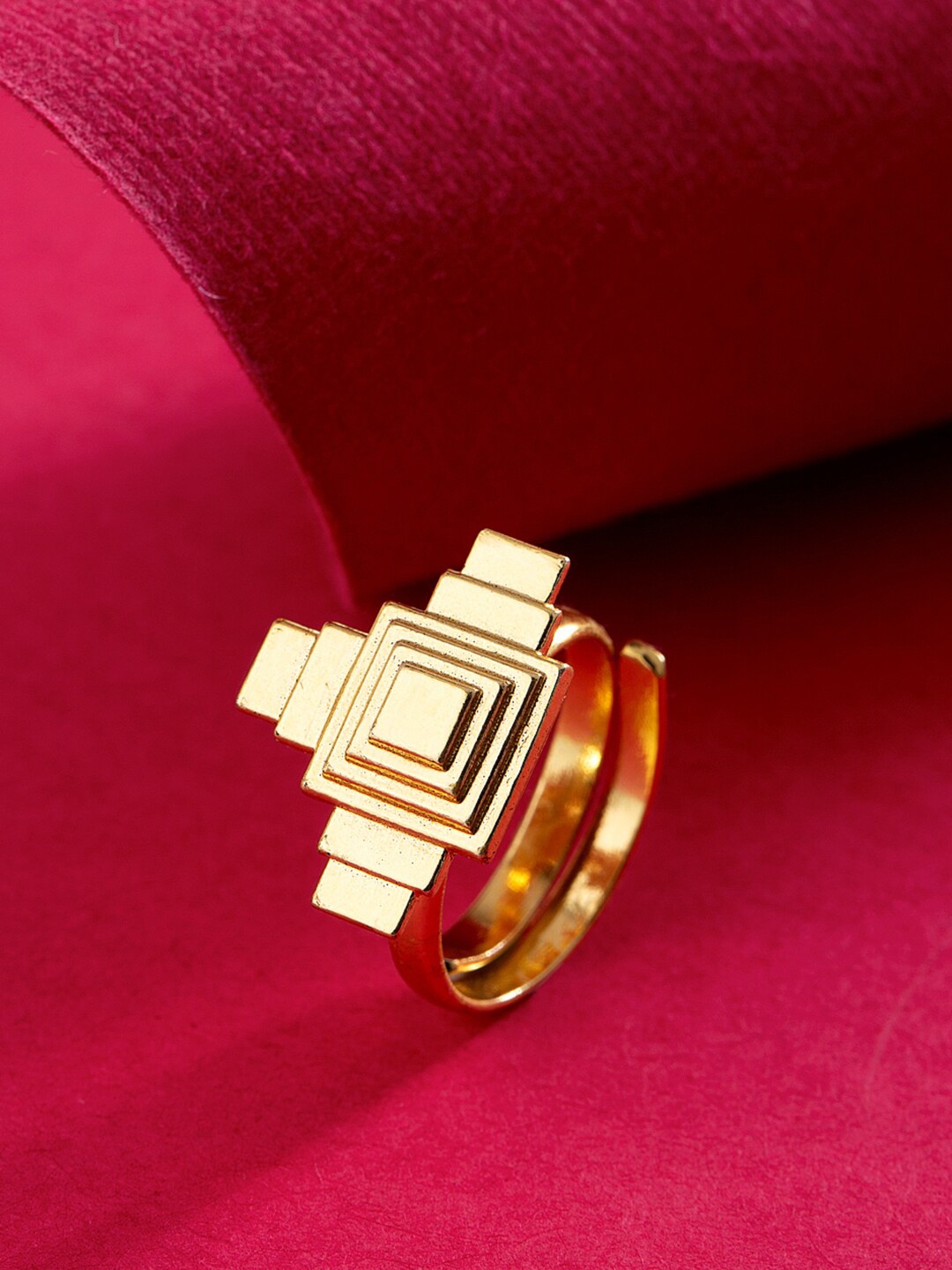 

Voylla Gold-Plated Stylized Design Adjustable Finger Ring