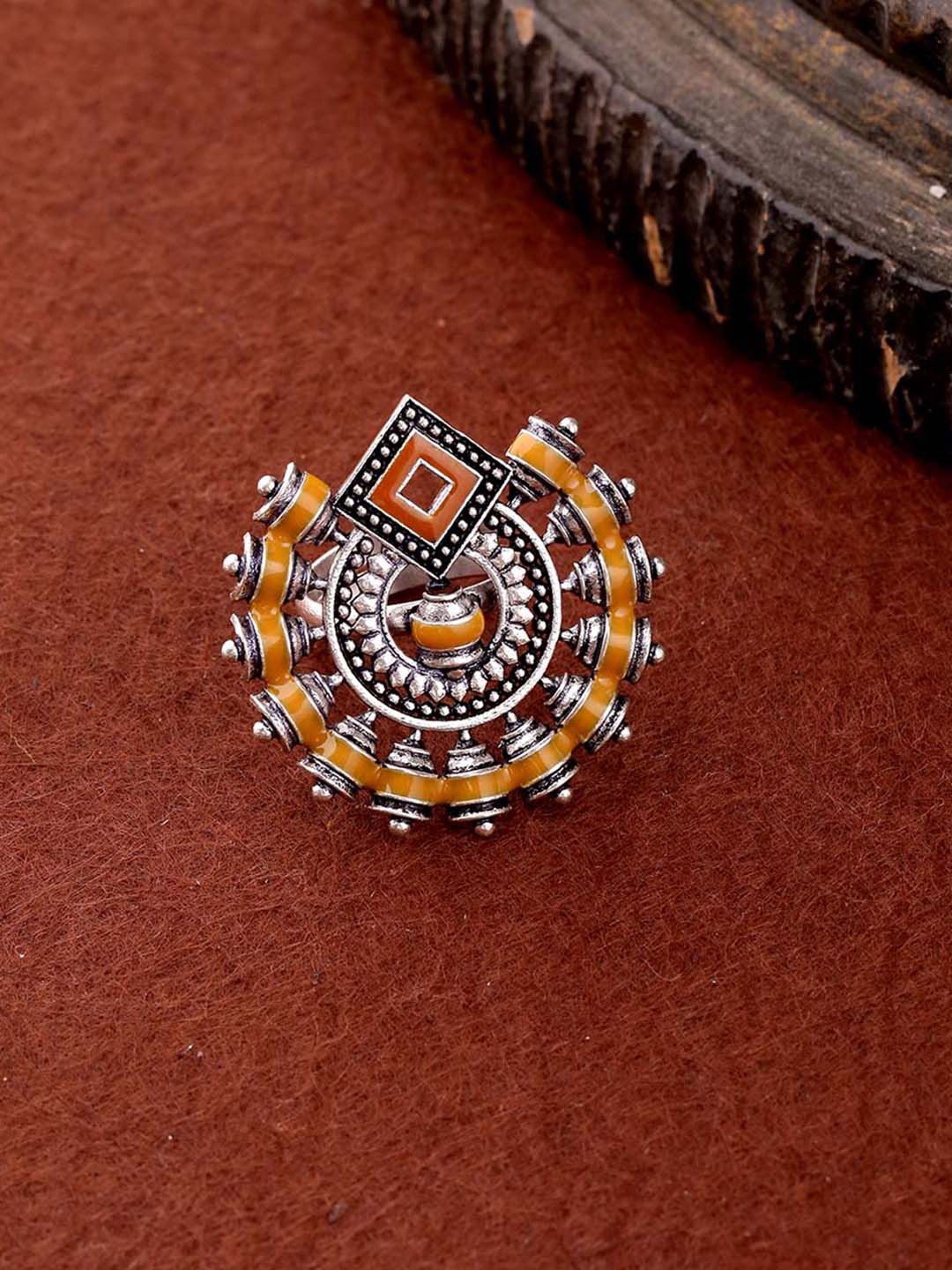 

Voylla Silver-plated Sanwari Half Moon Embellished Finger Ring