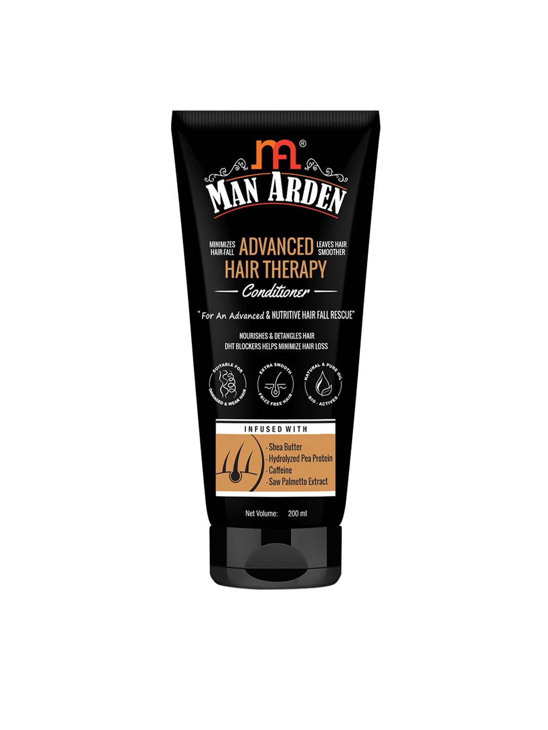 

Man Arden Advanced Hair Therapy Conditioner with Shea Butter & Pea Protein - 200 ml, Black
