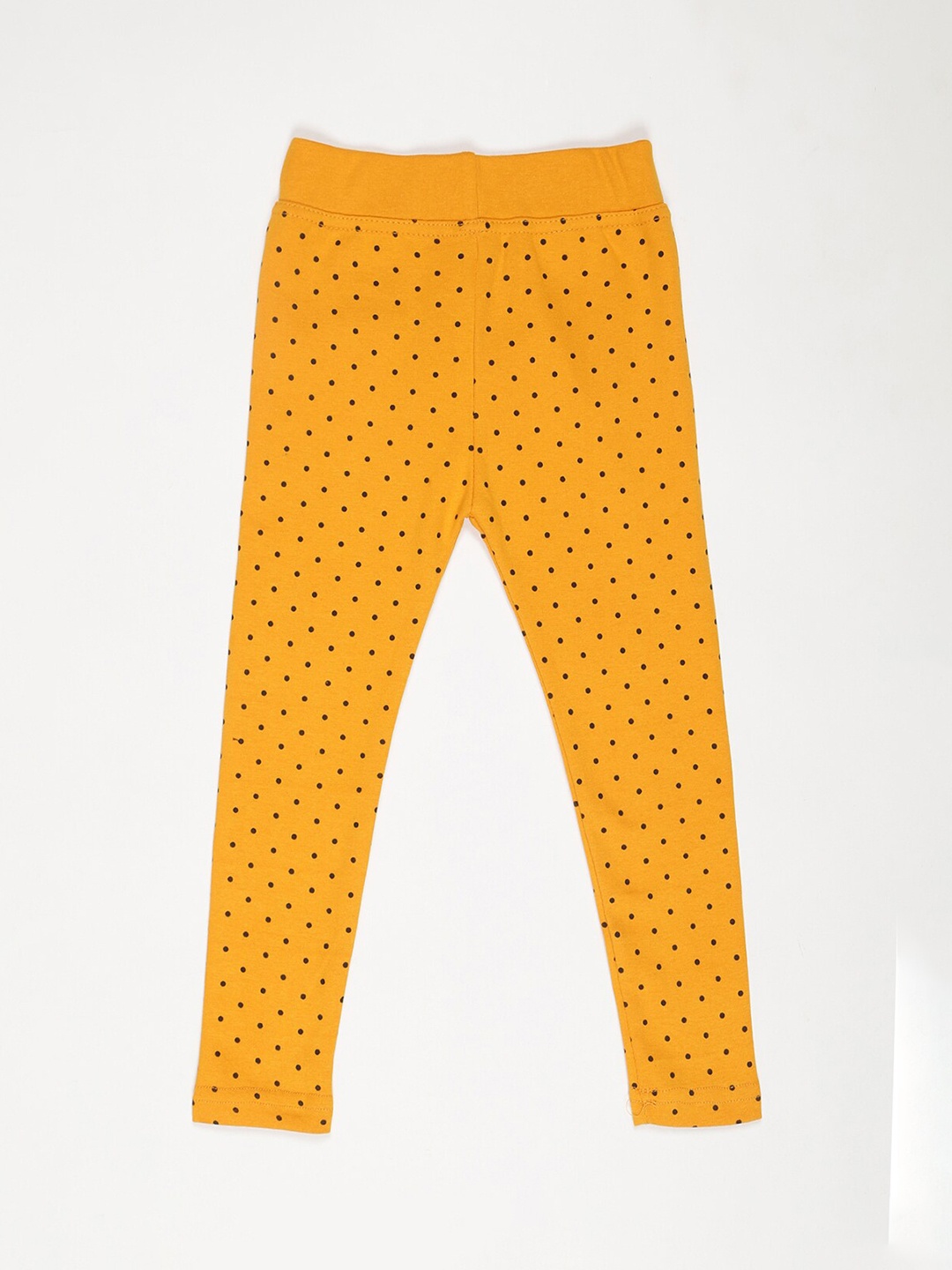 

V2 Value & Variety Girls Mustard & Black Printed Cotton Ankle-Length Leggings