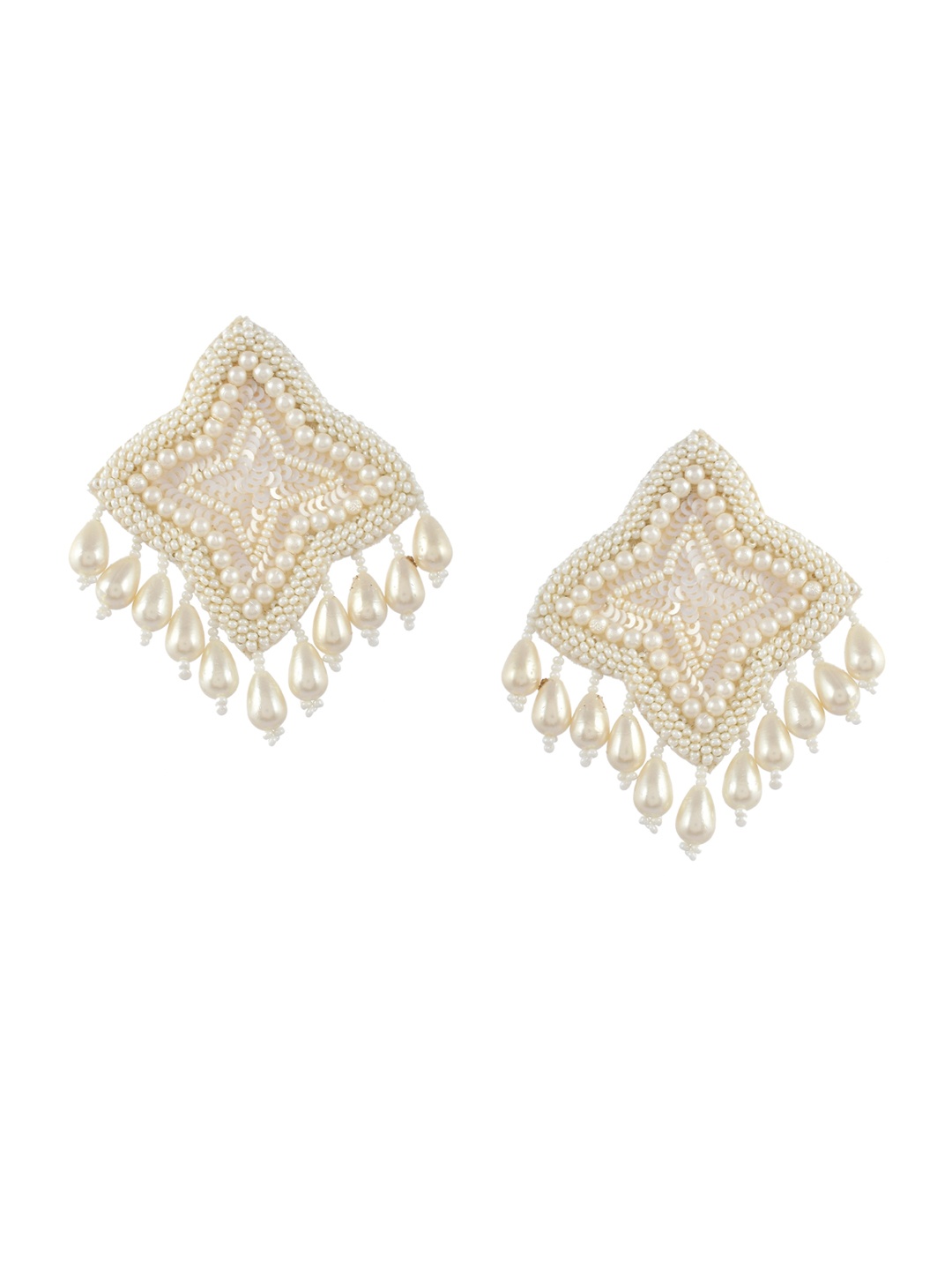 

Shoshaa White Contemporary Drop Earrings