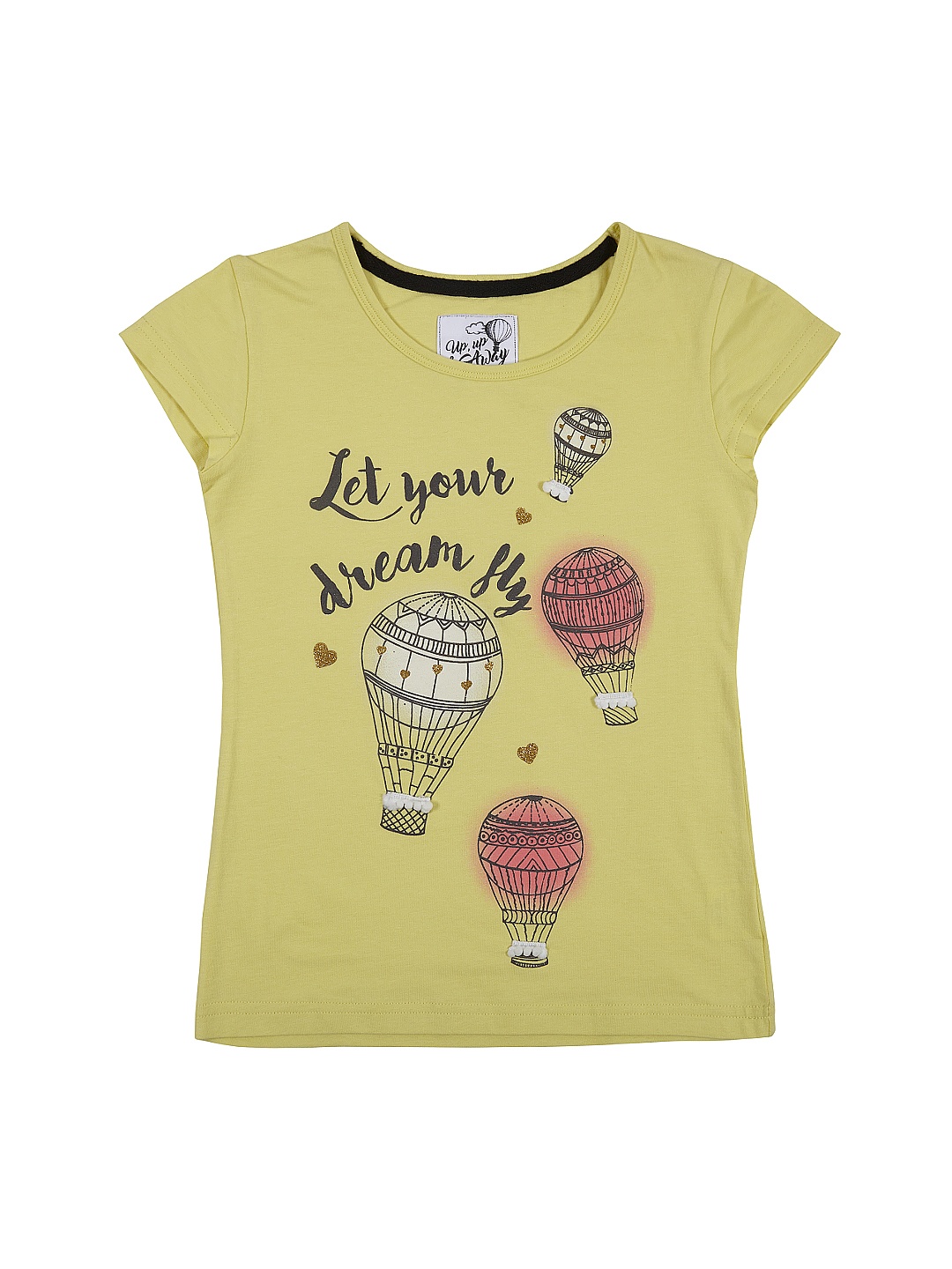 

Palm Tree Girls Mustard Yellow Printed Pure Cotton Top