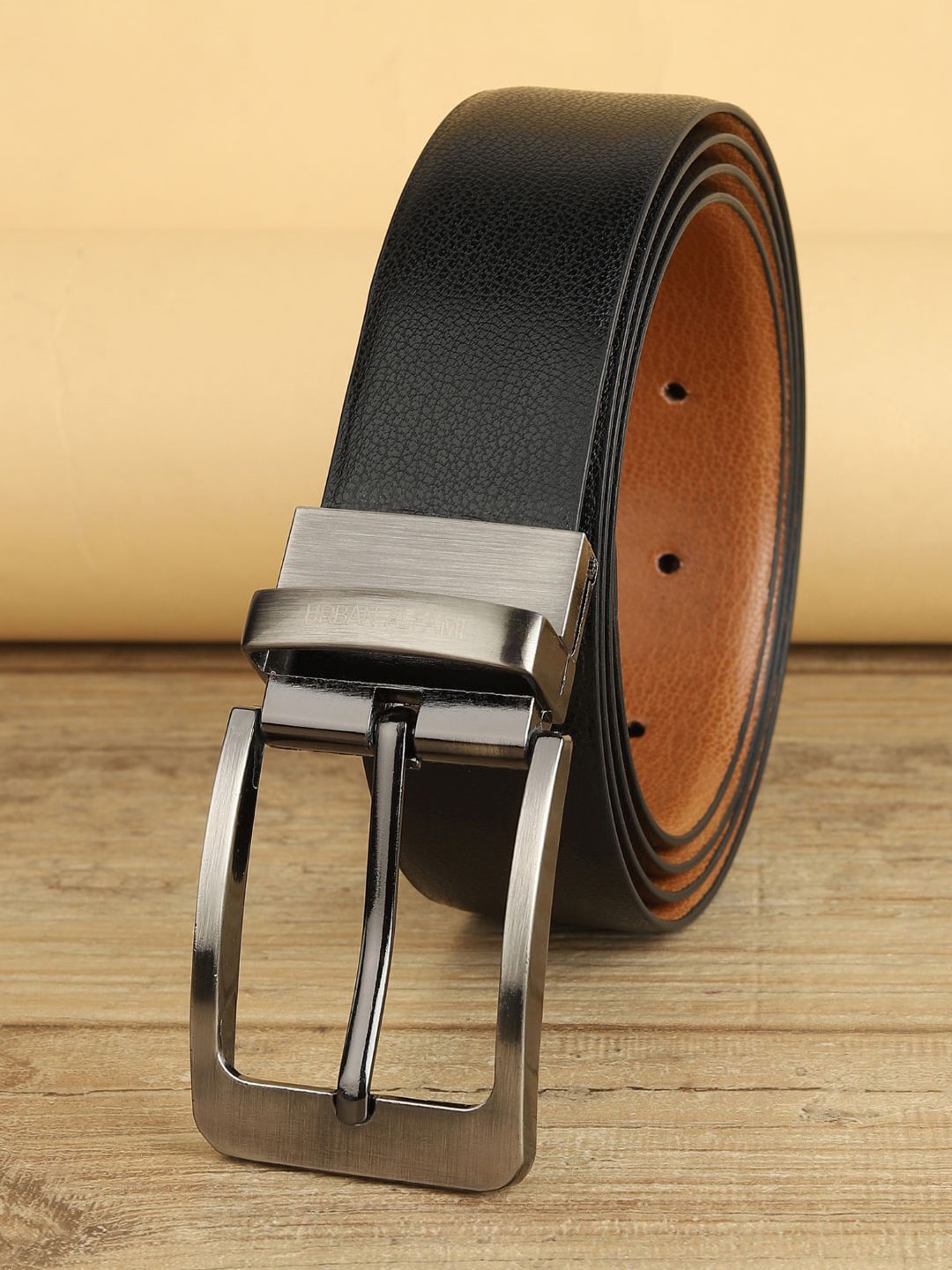 

URBAN ALFAMI Men Black PU Formal Belt