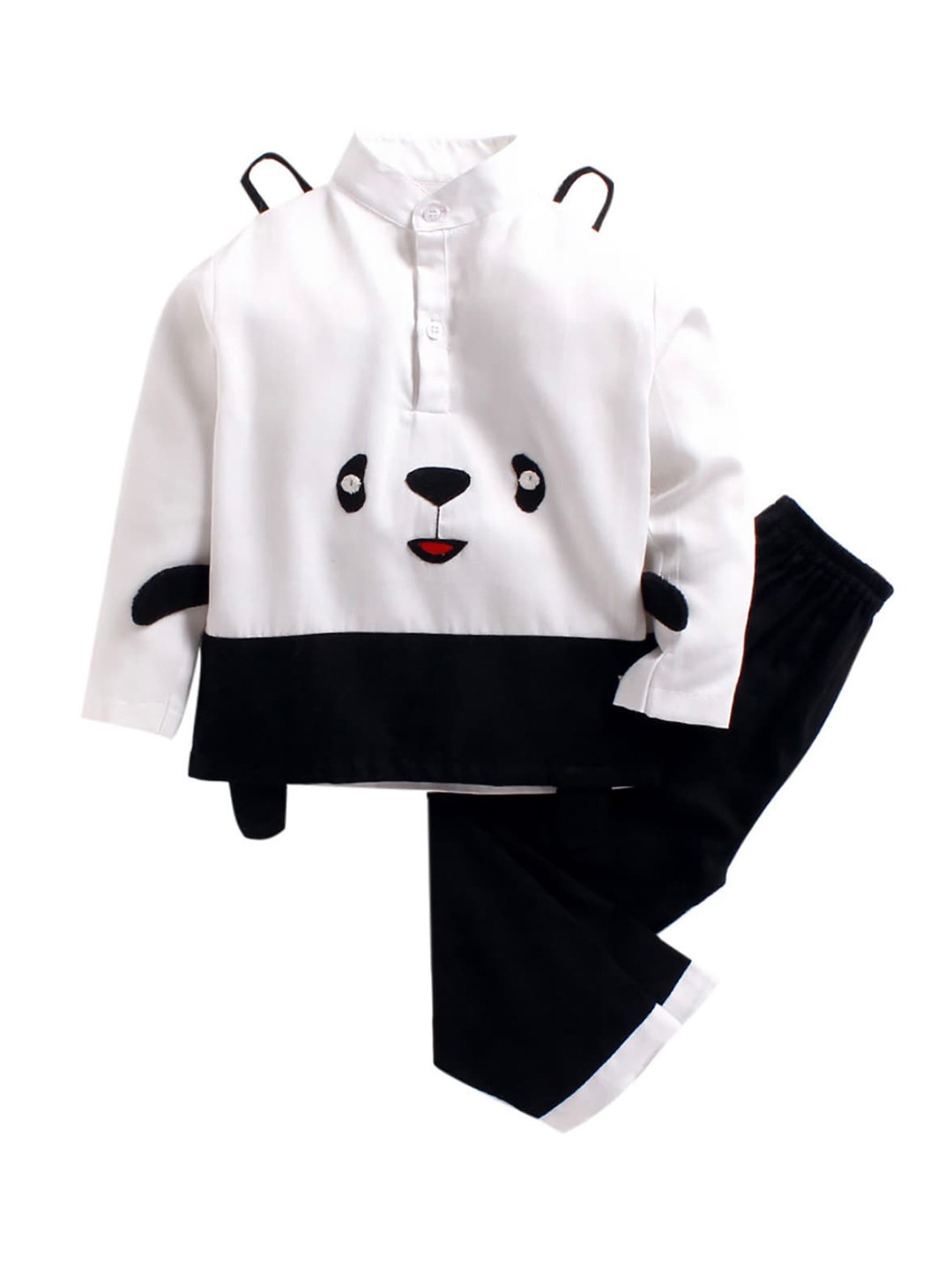 

Kids Clan Unisex Kids White & Black Colourblocked Panda Sleepwear