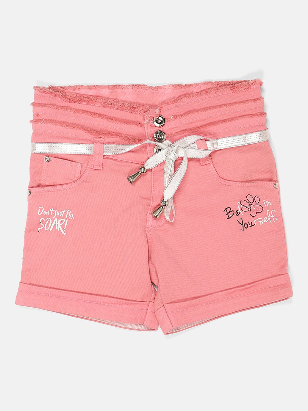 

V2 Value & Variety Girls Peach-Coloured Floral Shorts