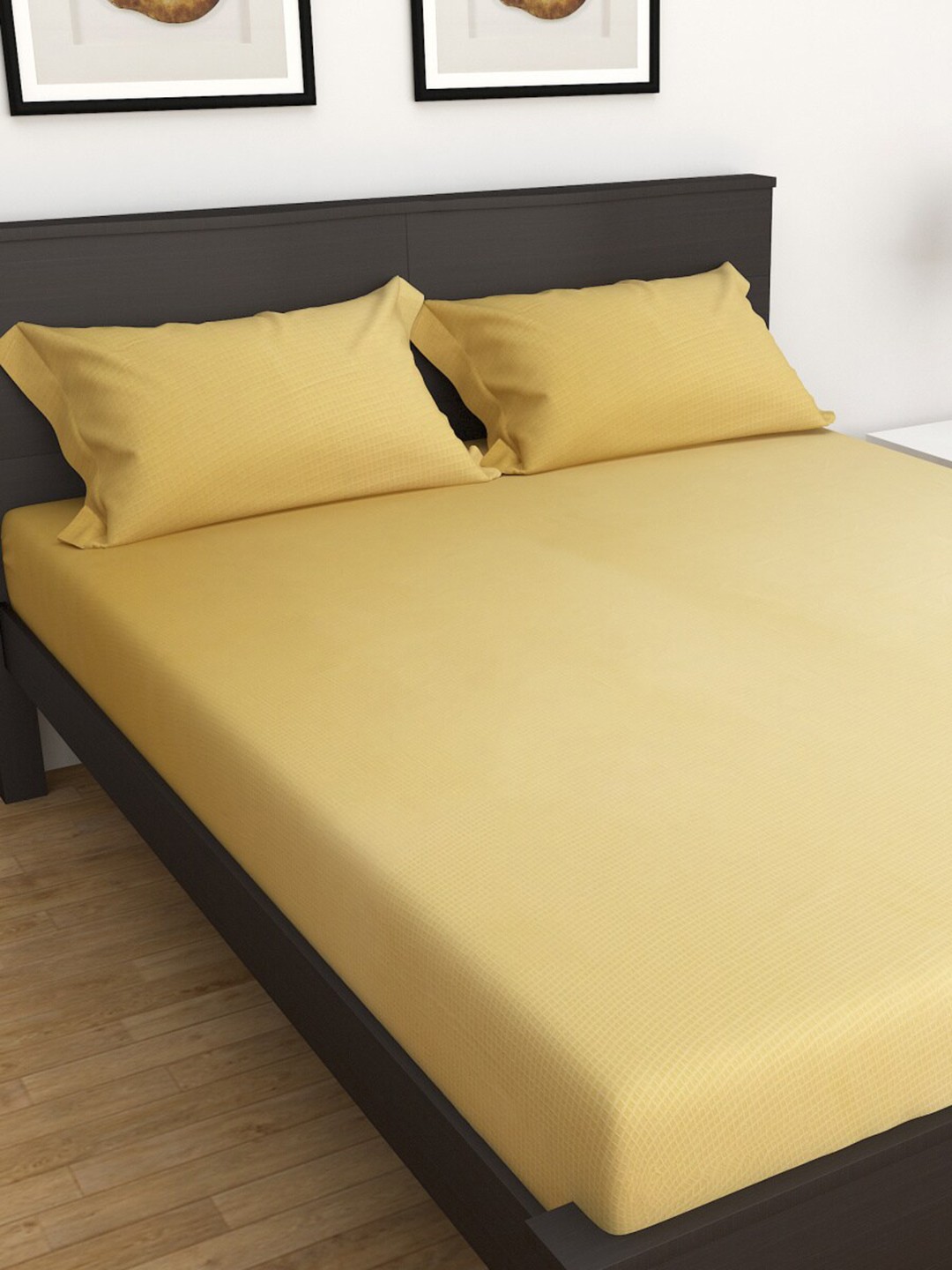 

Home Centre Yellow 300 TC Cotton King Bedsheet with 2 Pillow Covers