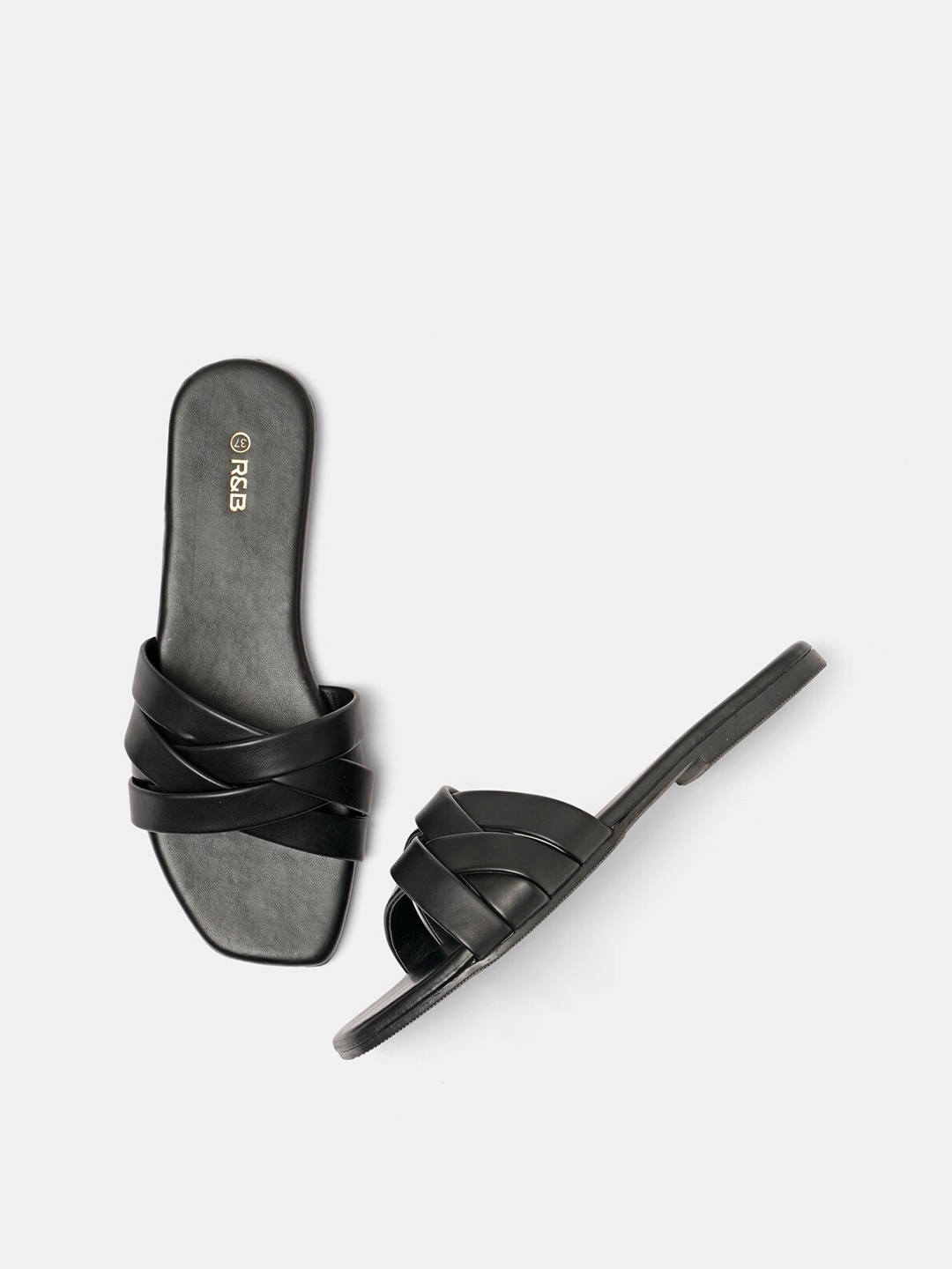 

R&B Women's Black Open Toe Flats