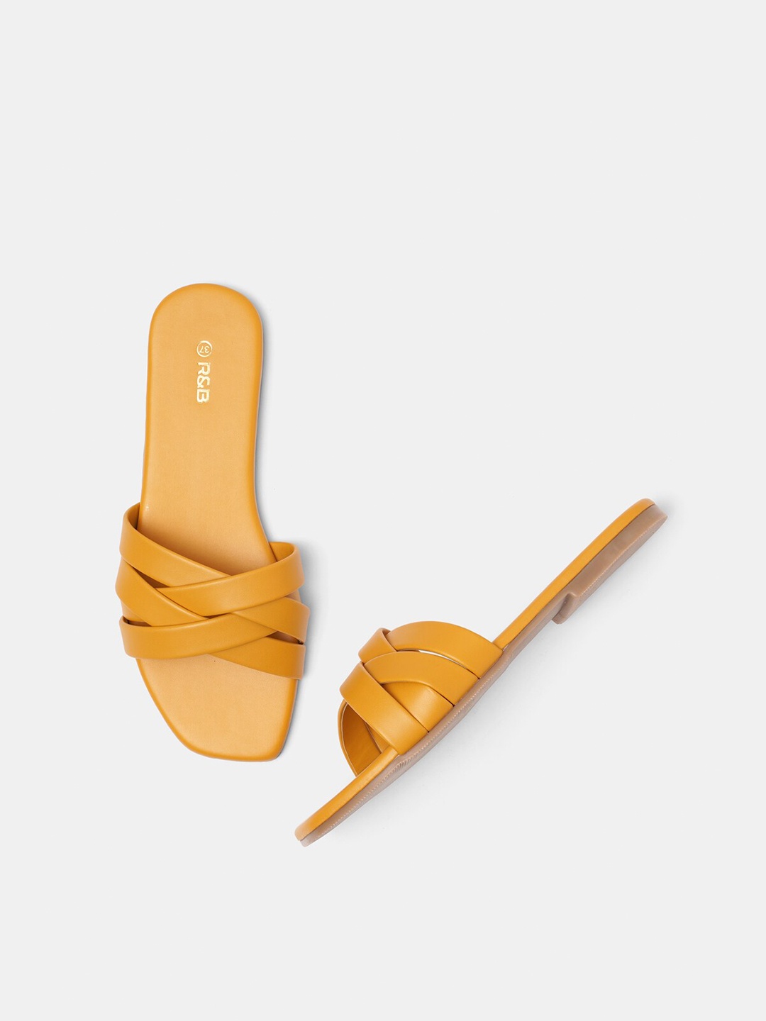 

R&B Women Yellow Open Toe Flats